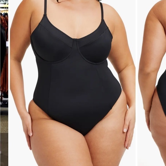 Brand new Good American Plus XXL Scuba Show Off One-Piece Swimsuit black solid - Picture 2 of 9